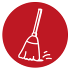Icon mit Besen als Symbol für Objektbetreuung 