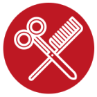 Icon mit Kamm und Schere als Symbol für Styling