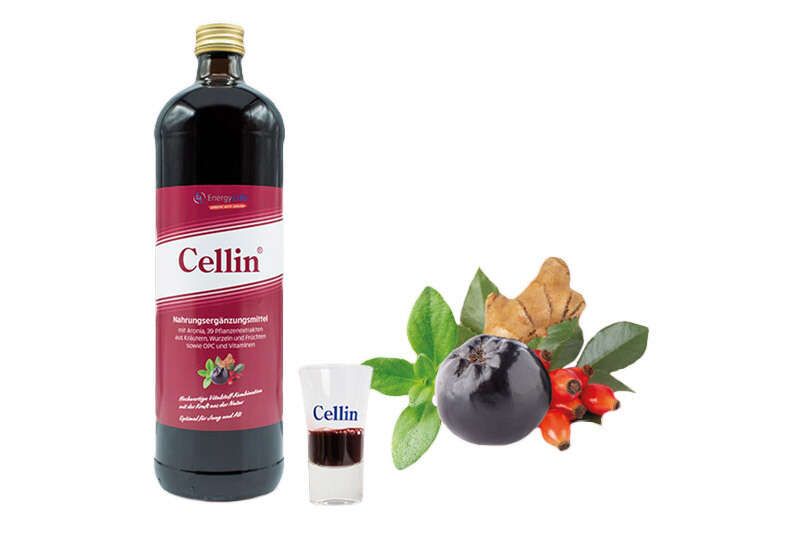 Cellin Nahrungsergänzungsmittel als Getränk mit den Inhaltsstoffen