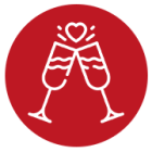 Icon mit Sektgläsern und Herz für Event
